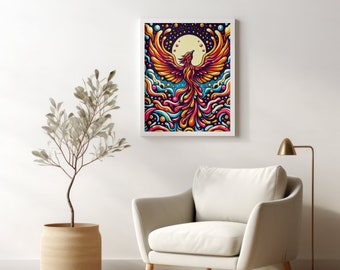 Wall painting in digital format, representing Phoenix Bird.