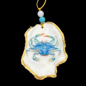Crab Oyster Shell Ornaments, Crab Lovers Gift, Coastal Decor, Gift for Her, Beach Decor, Coastal Gift, Nautical Ornament, Maryland Crab