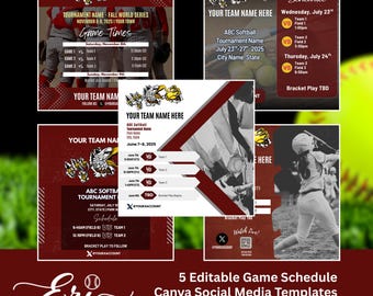 Softball Game Day Templates | Team Social Media | Editable Canva Post