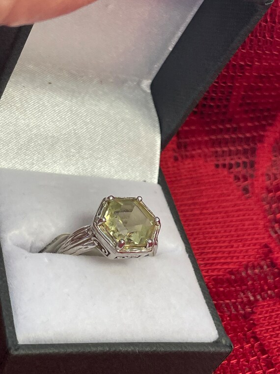 Sterling Silver and Peridot Ring, size7 - image 3