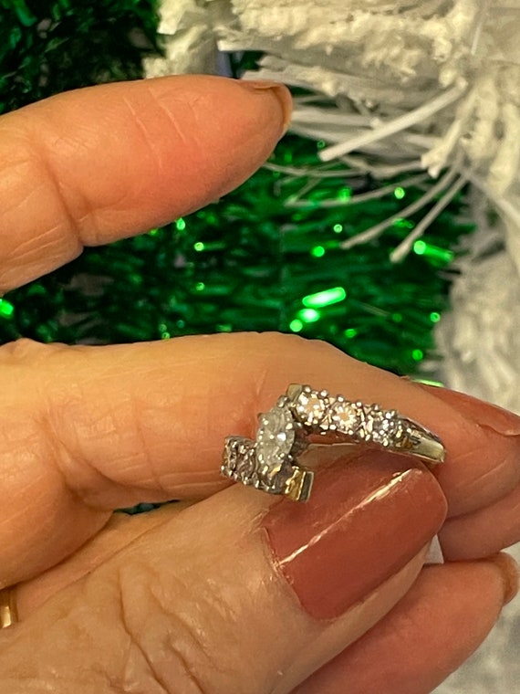 Vintage Marquise Diamond Ring-10 KT, size 6 - image 10
