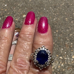 Sterling Silver and Gold Sapphire Ring size 5