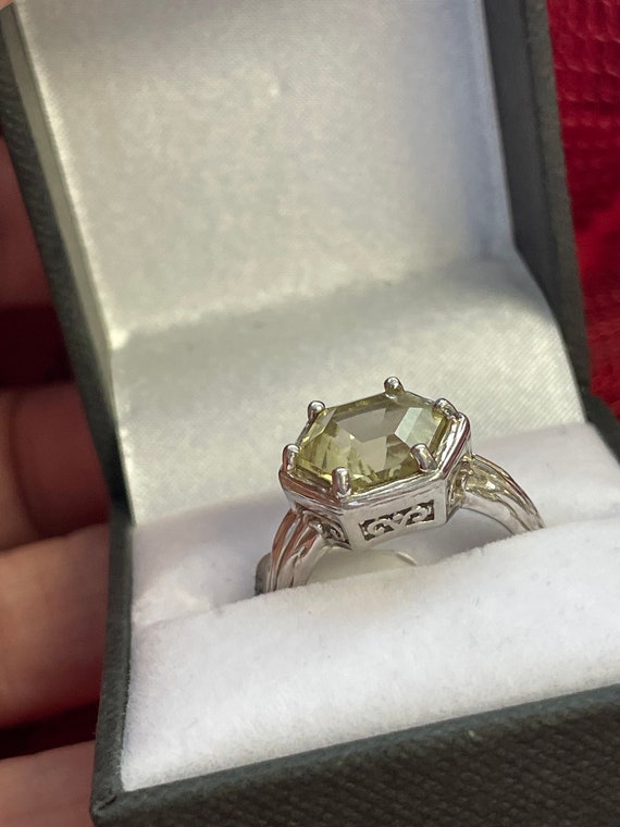 Sterling Silver and Peridot Ring, size7 - image 6