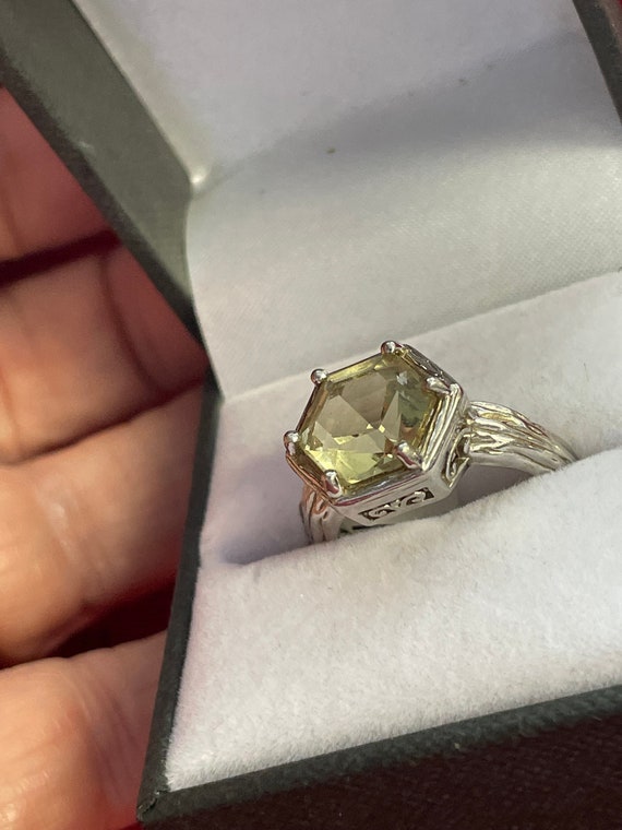 Sterling Silver and Peridot Ring, size7 - image 5