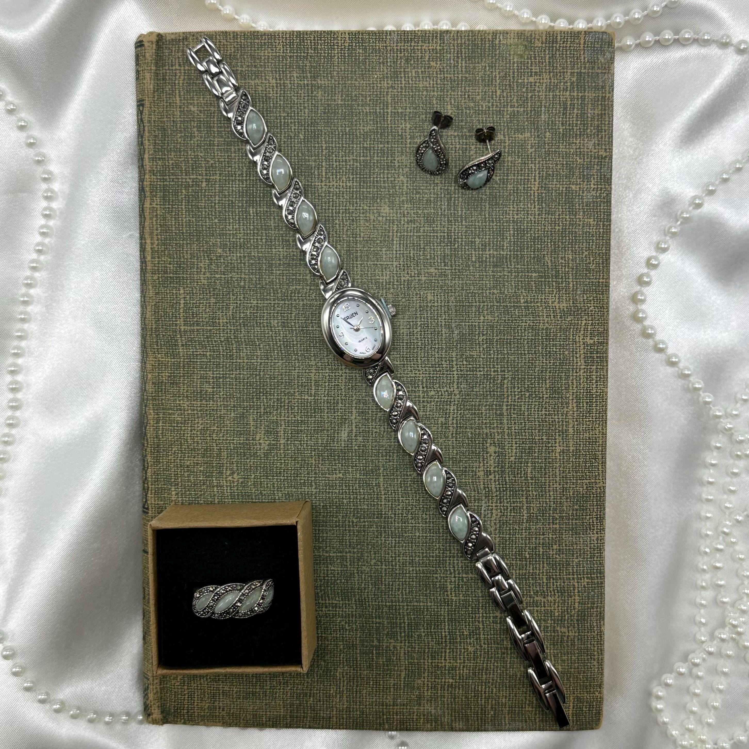 NOS PRISTINE Gruen Ladies Jewelry Set - Cable Watch, Cuff & Earrings - UNWORN Gruen Watch Set - Etsy main image 3