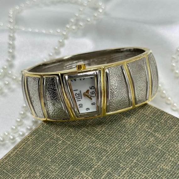 Sleek Two-Tone Cuff Watch - image 3