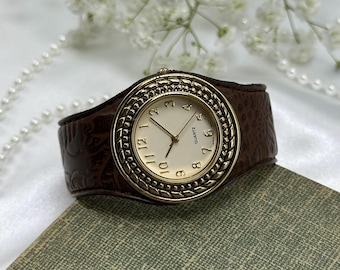 Gold and Brown Avon Cuff Watch