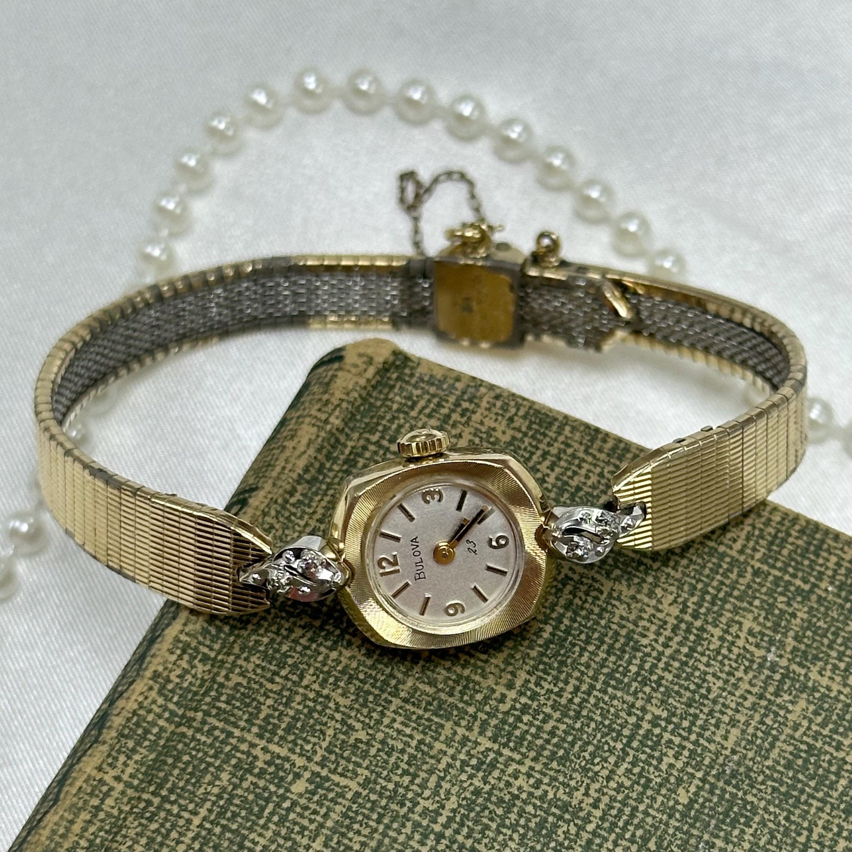 Montre Femme Vintage Bulova Art Déco - Bracelet Et Boîtier 10K Gold Filled - Années 1920-1970, Occasion