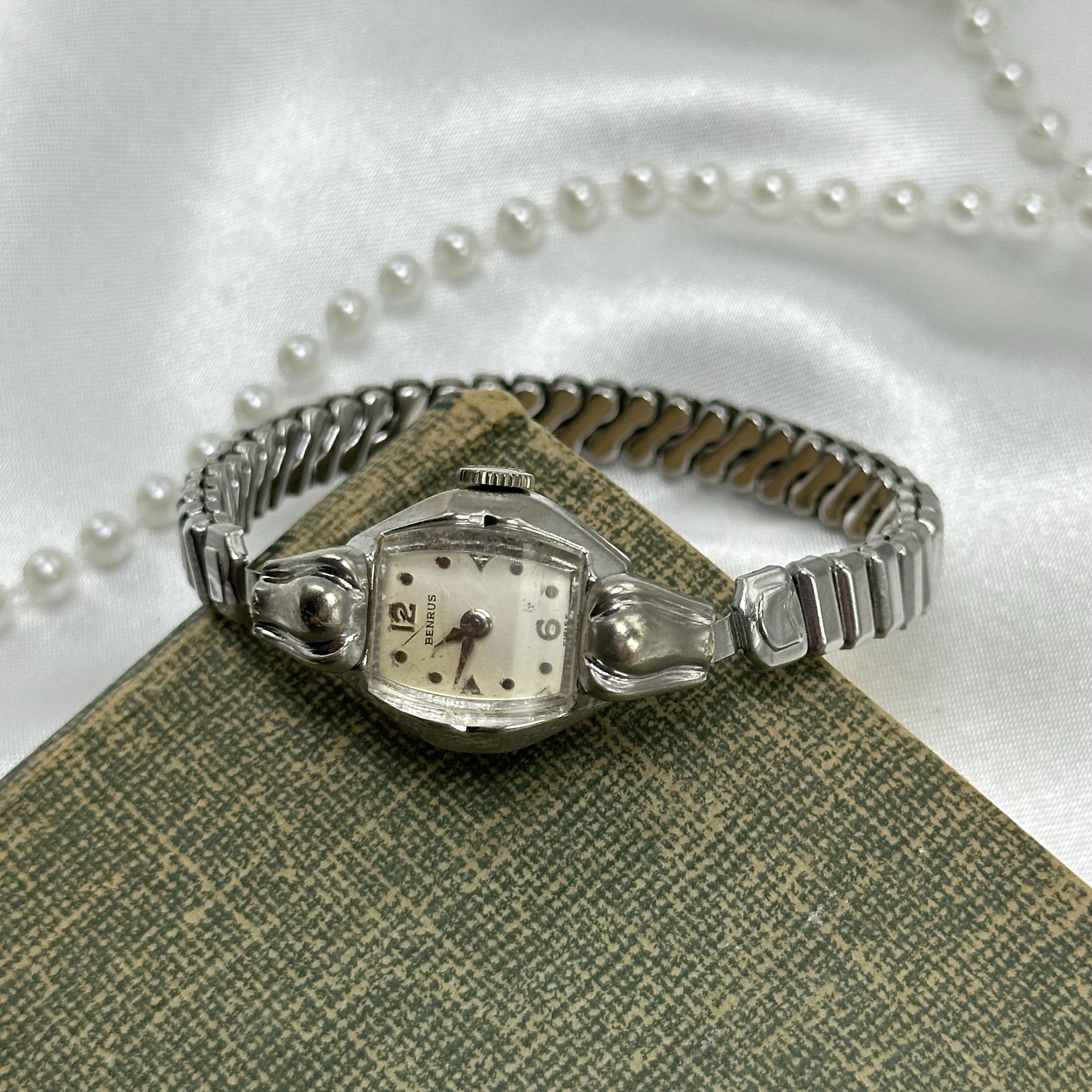 Vintage BENRUS Petite Silver Ladies Wind-Up Wrist Watch Bracelet 10K Gold filled Dainty 10k RGP Silver Benrus Wind-up Watch - Etsy main image 2