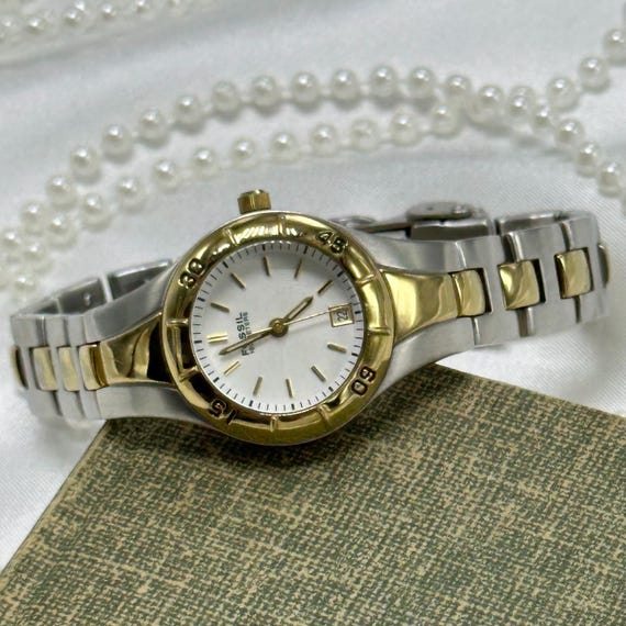 Two-Tone Fossil Watch with Rotating Bezel - image 4