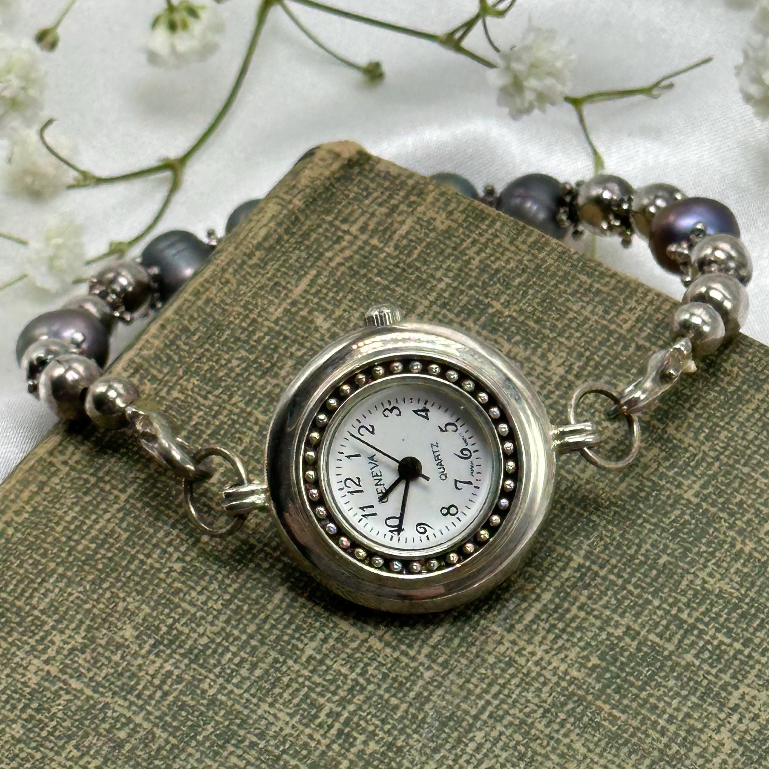 Vintage Geneva Blue Beaded Watch Bracelet Geneva Wristwatch Bands for sale - eBay main image 3