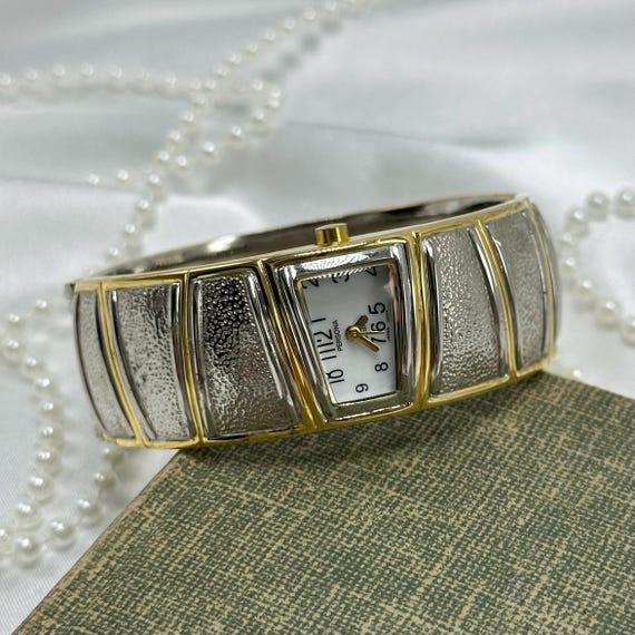 Sleek Two-Tone Cuff Watch - image 2