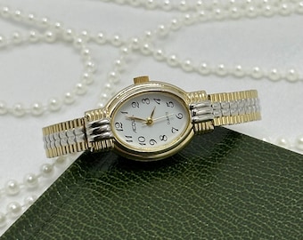 Dainty Two-Tone Oval Dial Acqua Watch