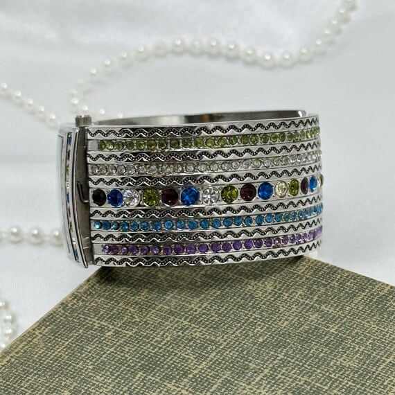 Silver Multicolor Gemstone Cuff Watch - image 6