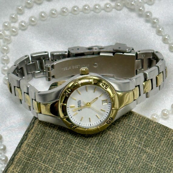 Two-Tone Fossil Watch with Rotating Bezel - image 8