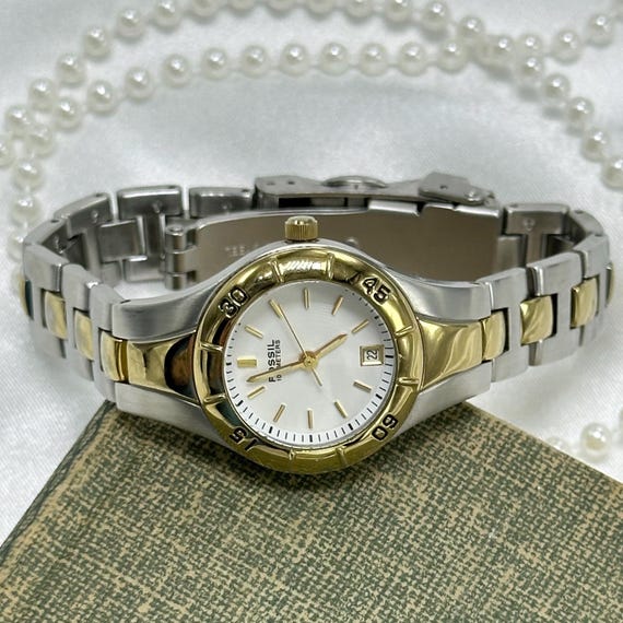 Two-Tone Fossil Watch with Rotating Bezel - image 6