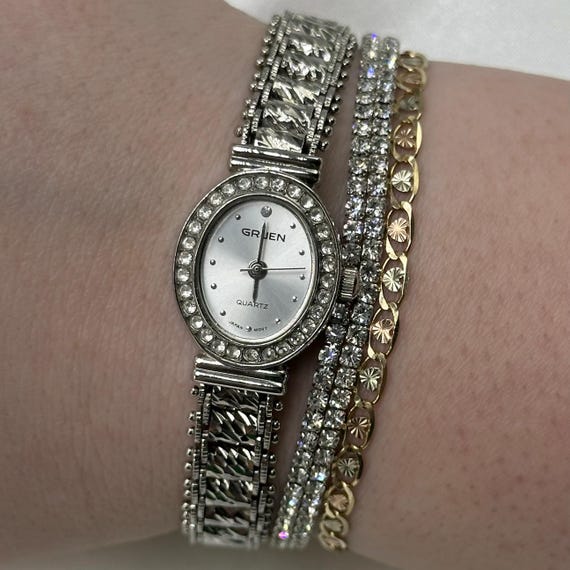 Silver Diamanté Gruen Watch With Unique Band - Etsy display picture 1