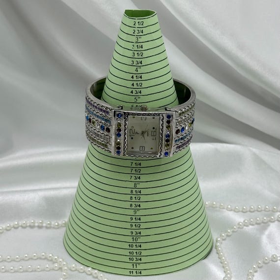 Silver Multicolor Gemstone Cuff Watch - image 8