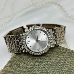 Silver Diamanté Stretchy Band Watch