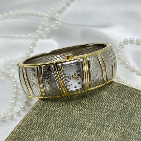 Sleek Two-Tone Cuff Watch - image 1