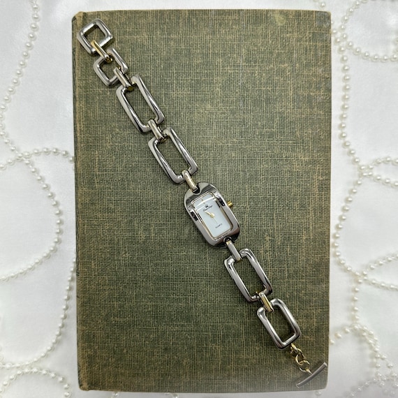 Two-Tone Rectangular Chain Watch - image 1