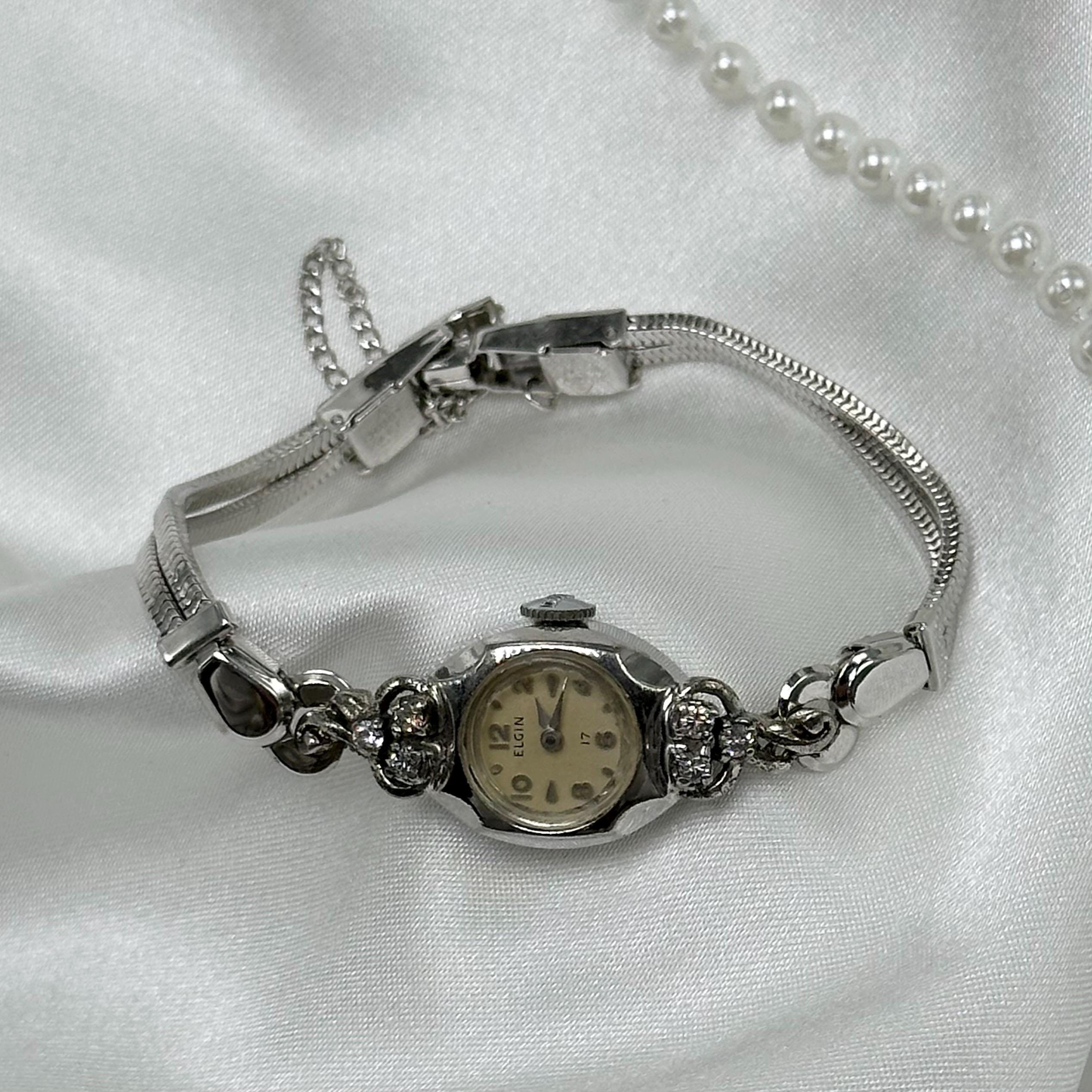 12k RGP 1962 Elgin Wind-Up Watch 1962 Ladies Elgin 10K RGP White Gold Watch, 17 Jewels - Etsy main image 4