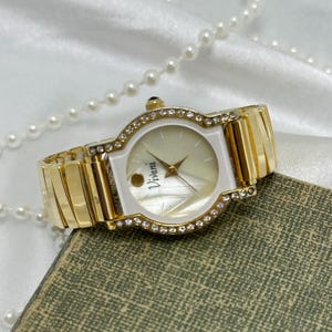 Gold Diamanté Vivani Watch with Mother of Pearl Dial Preppy Classy Dainty Gold Vivani Womens Watch Mother of  main image 4