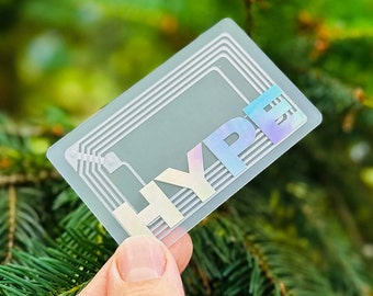 Holographic Hype Card: Smart digital NFC business card linked to a powerful marketing platform for social-native entrepreneurs