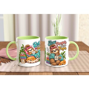 Rest Is Part of the Progress Mug, Funny Sloth Coffee Mug, Slow Progress Gift, Two Tone Mug 11 oz, Self Care Gift
