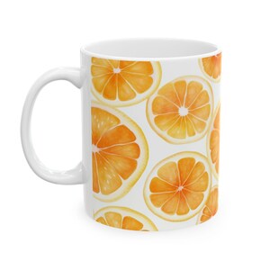 Citrus Fruit Ceramic Mug, Orange Drinkware Cup, Summer Coffee Tea Cup, Tropical Kitchen Decor, Gift for Fruit Lovers