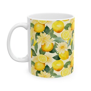 Lemon Ceramic Mug, Refreshing Citrus Fruit Drink Cup, Tea and Coffee Lover Gift, Kitchen Decor, Yellow Lemonade Souvenir