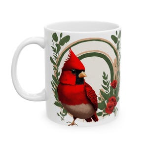 Ceramic Mug, Red Cardinals Nature Design, Bird Lover Gift, Coffee Cup, Tea Mug, Birdwatcher Kitchen Decor, Holiday Gift