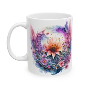 Mug, Mystical Flowers Ceramic Cup, Floral Coffee Mug, Nature Lover Tea Cup, Botanical Art Drinkware, Unique Kitchen Decor, Gift for