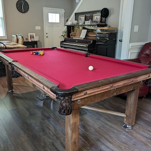 Pool Table Custom Handmade, Oak, Slate, Leather Pockets 8ft