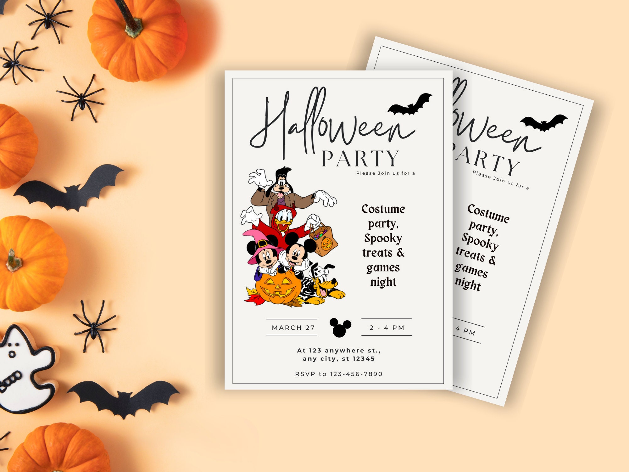 Mickey Mouse Halloween Party Invitation, Mickeymouse Halloween Theme