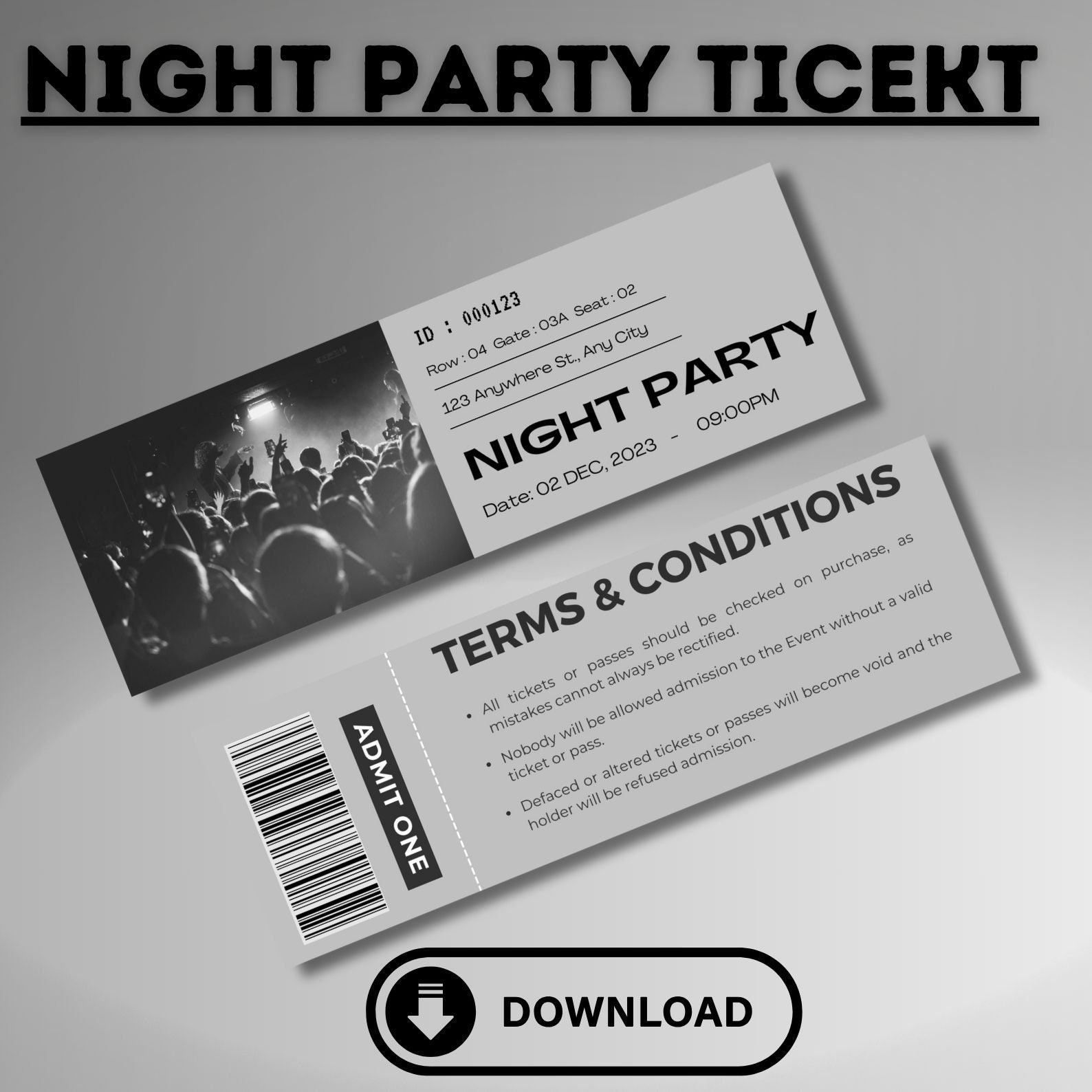 Editable Concert Ticket Template for Canva printable Gift Etsy Editable Concert Ticket Template for Canva printable Gift Etsy