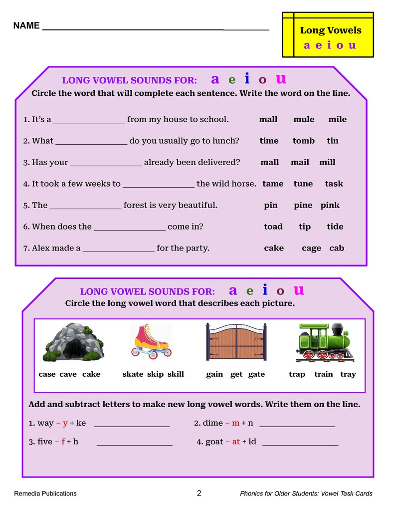 Science of Reading: Phonics for Older Students Vowel Task Cards ...