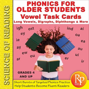 Science de la lecture : phonétique pour les élèves plus âgés Cartes de travail sur les voyelles - Activités
