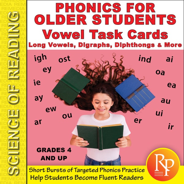 Science Of Reading: Phonics for Older Students Vowel Task Cards - Activities