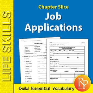 Puede incluir: Una hoja de trabajo con un formulario de solicitud de empleo y palabras de vocabulario relacionadas con el empleo. El formulario se titula "Nottingham Dental Laboratory Application Form".