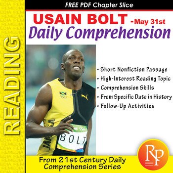 Usain Bolt: Reading Comprehension - Non Fiction - Main Idea - Activities