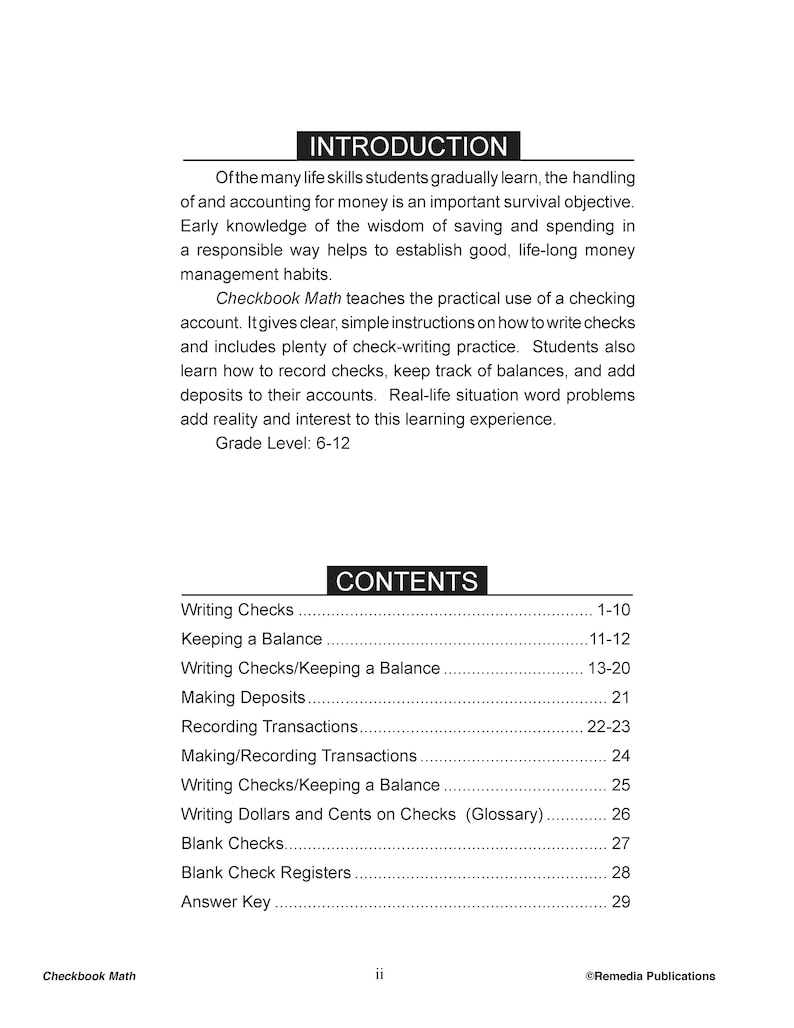 Checkbook Math: Life Skills Activities Word Problems Deposits Register ...