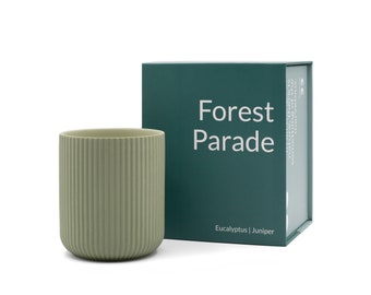 Forest Parade 9.5oz Scented Coconut Wax Candle | Eucalyptus Juniper | Green Scent