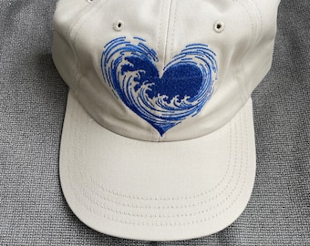 Blue Wave Heart Hat - Tan