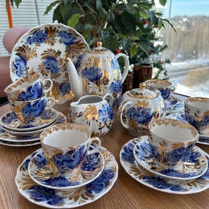 ロモノーソフ　ロシア　ゴールデンガーデン　皿　金彩　希少　５枚 Lomonosov Golden Garden - Etsy