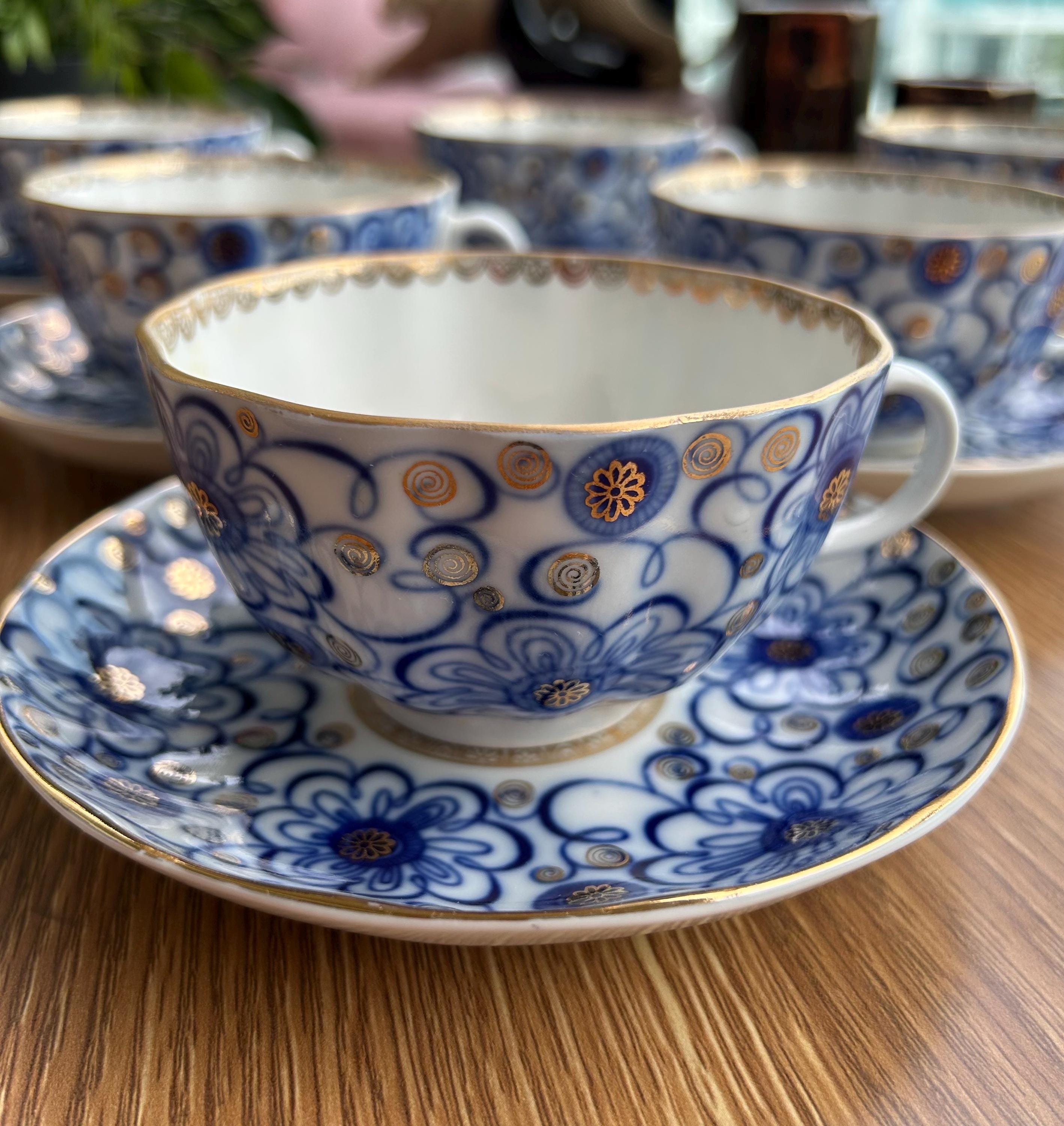 Vintage Lomonosov LFZ Porcelain Tea Cup and Saucer Set, 