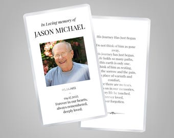 Personalized Funeral Memorial Prayer Cards with Photo, Laminated Custom Remembrance Card, Remembrance Card, Obituary Card. Printed / Digital