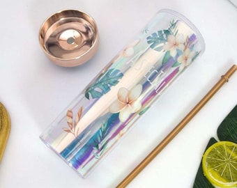 Floral Print Straw Tumbler: Iced Coffee Travel Cup