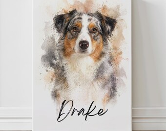 Custom Pet Portraits Using Pet Photo, Watercolor Pet Portrait from Photo, Cat Lover Gift, Pet Memorial Wall Art, Custom Pet Loss Memorial