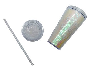 Glitter Straw Tumbler, Insulated Travel Cup, Bridesmaid Gift